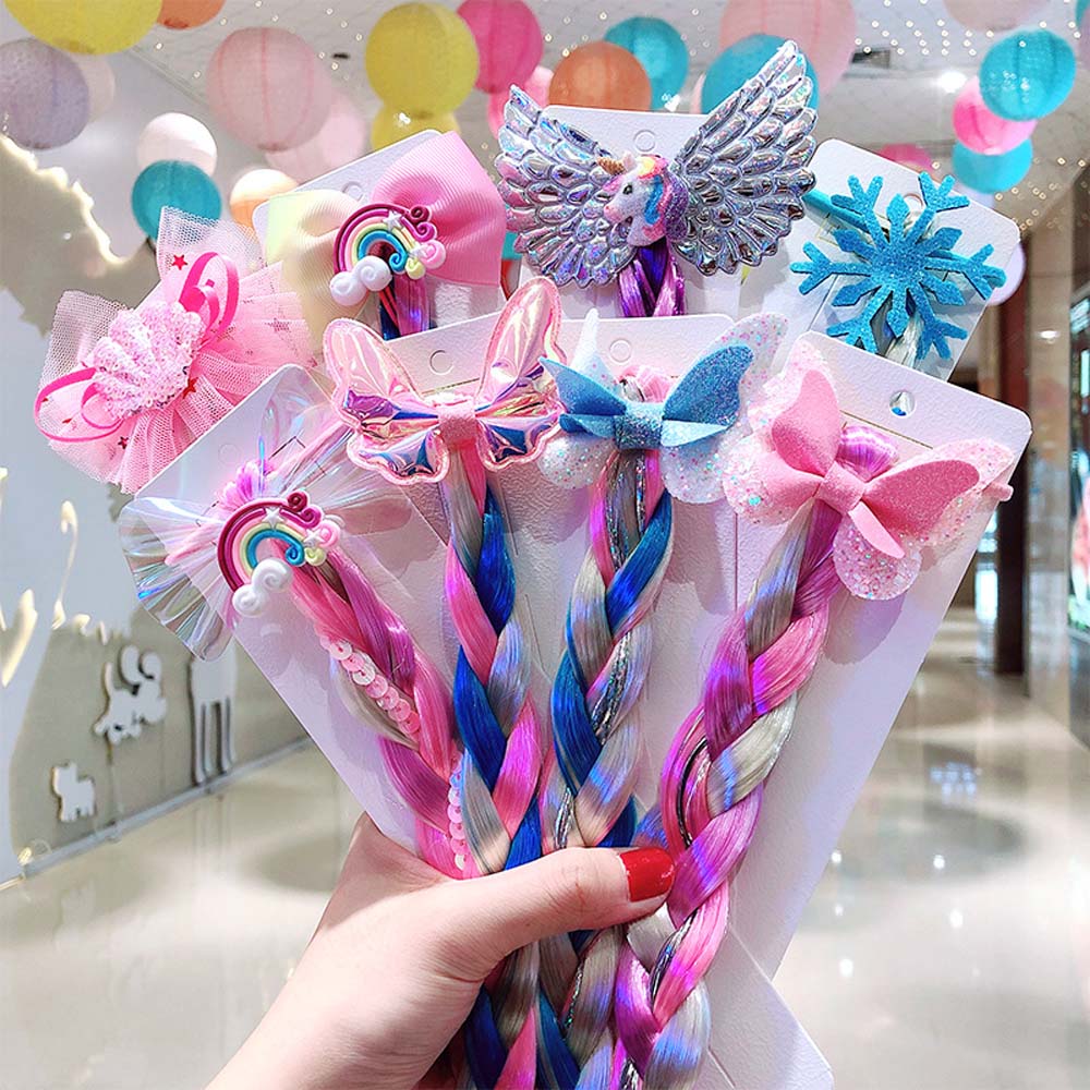 SNOW FLAKE BUTTERFLY BRAIDED HAIR PIECE WITH ELASTIC RUBBER BAND