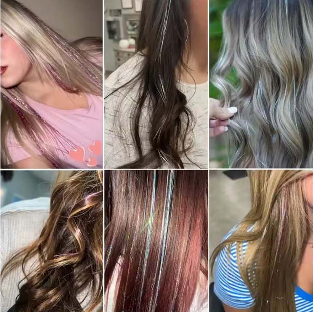 COLORFUL CLIP IN HAIR EXTENSIONS LONG SYNTHETIC COLORED HIGHLIGHTS