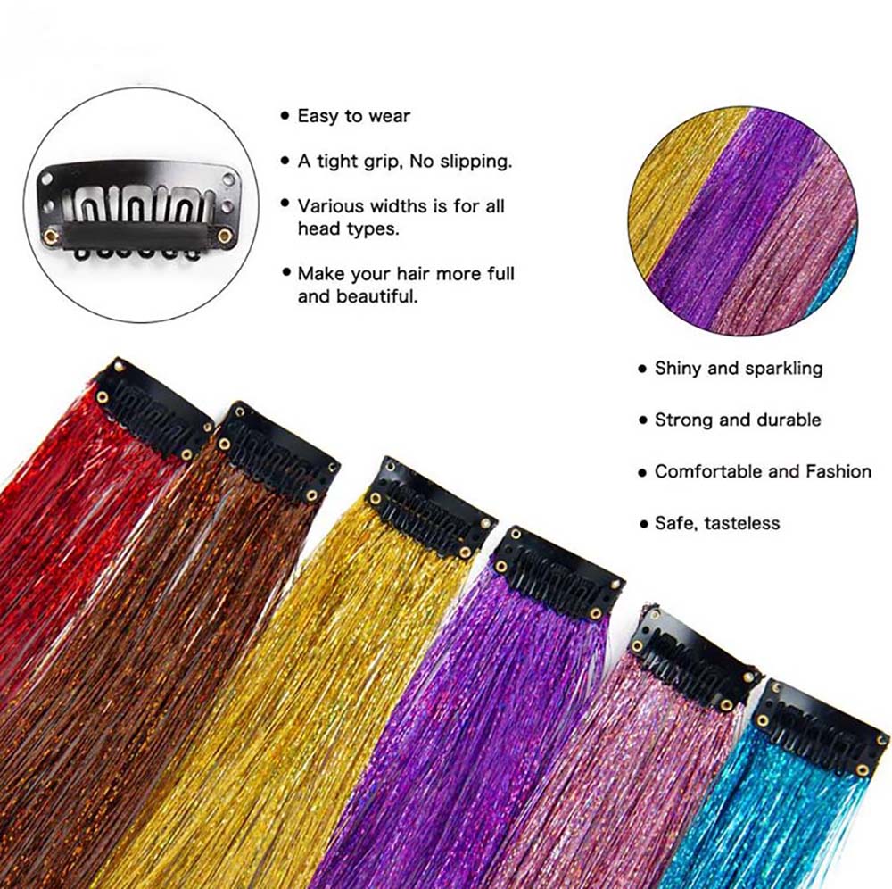 COLORFUL CLIP IN HAIR EXTENSIONS LONG SYNTHETIC COLORED HIGHLIGHTS