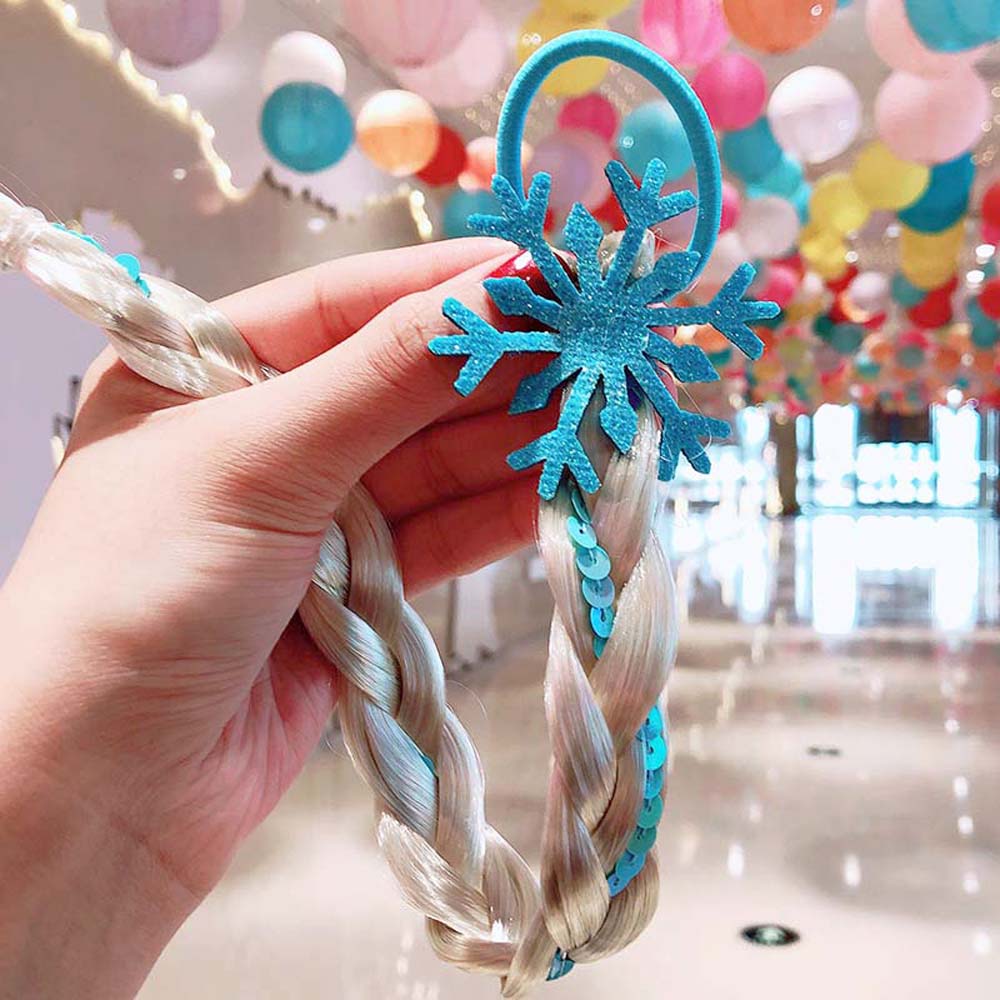 SNOW FLAKE BUTTERFLY BRAIDED HAIR PIECE WITH ELASTIC RUBBER BAND