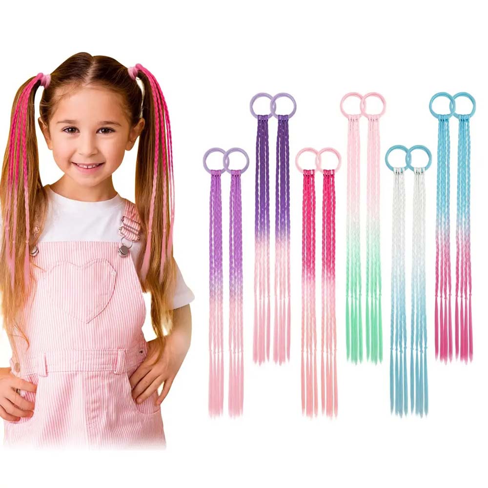 2PCS 40CM PURPLE & PINK CRAZY HAIR DAY COLORED BRAIDS HAIR EXTENSIONS