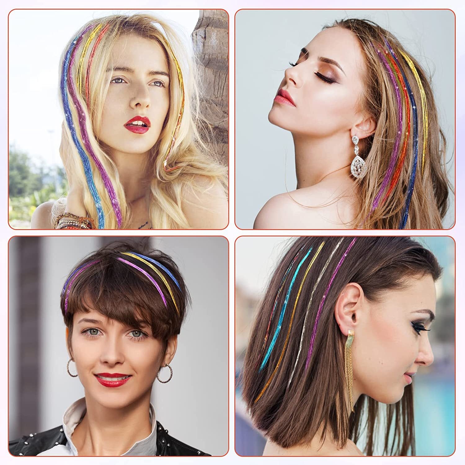 SYNTHETIC HAIR TINSEL SPARKLE HOLOGRAPHIC HAIR HIGHLIGHT