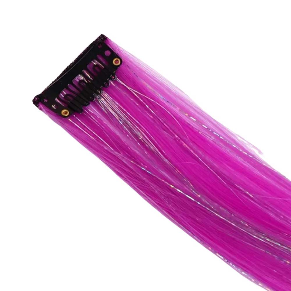 LIGHT BLUE & PURPLE 40CM TINSEL CLIP IN HAIR EXTENSIONS HAIR HIGHLIGHTS