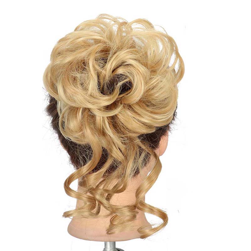 20CM SYNTHETIC HAIR BUN EXTENSIONS MESSY CURLY SCRUNCHIES