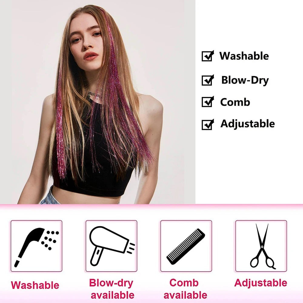 COLORFUL CLIP IN HAIR EXTENSIONS LONG SYNTHETIC COLORED HIGHLIGHTS