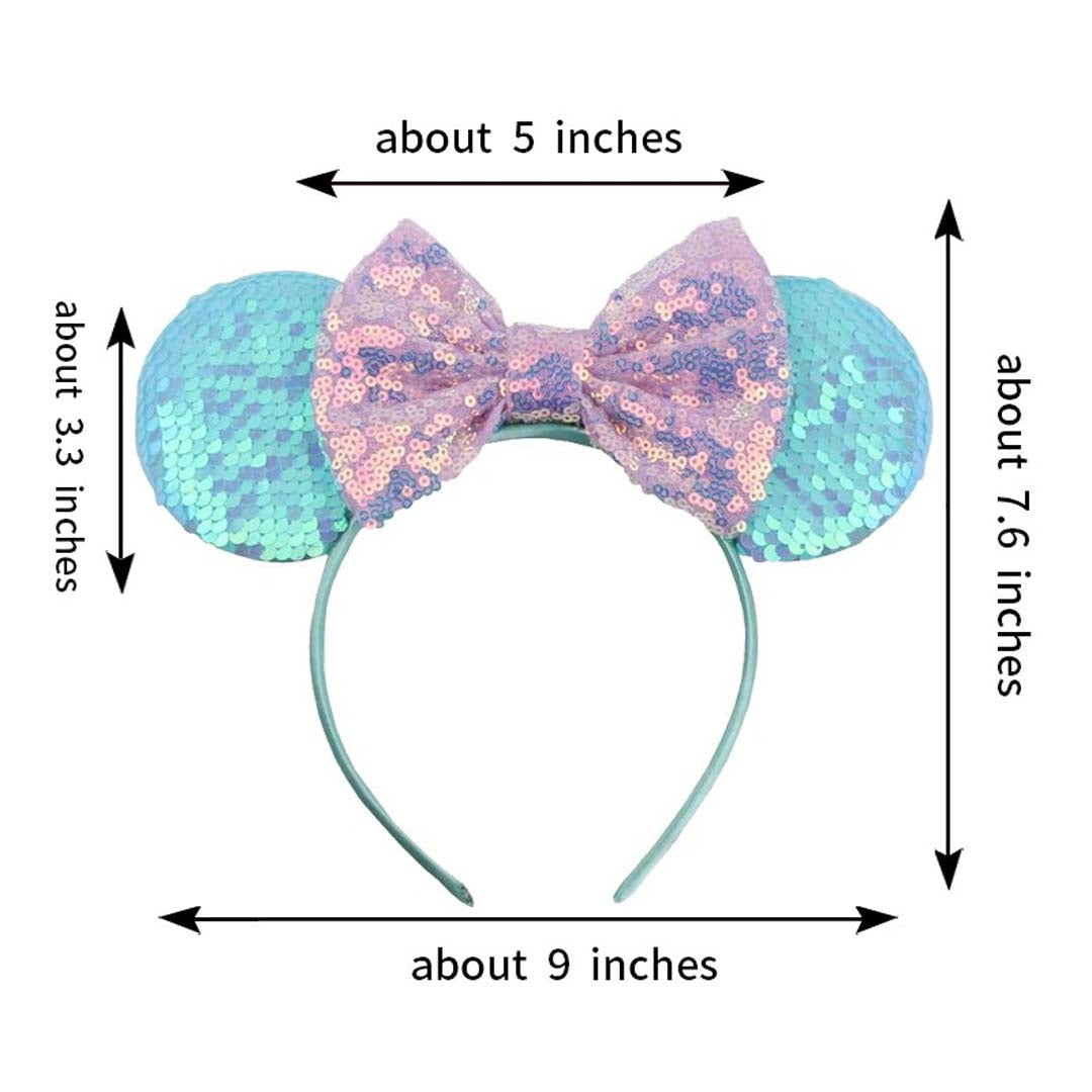 Pink Blue Sequin Ears Headband with Bow
