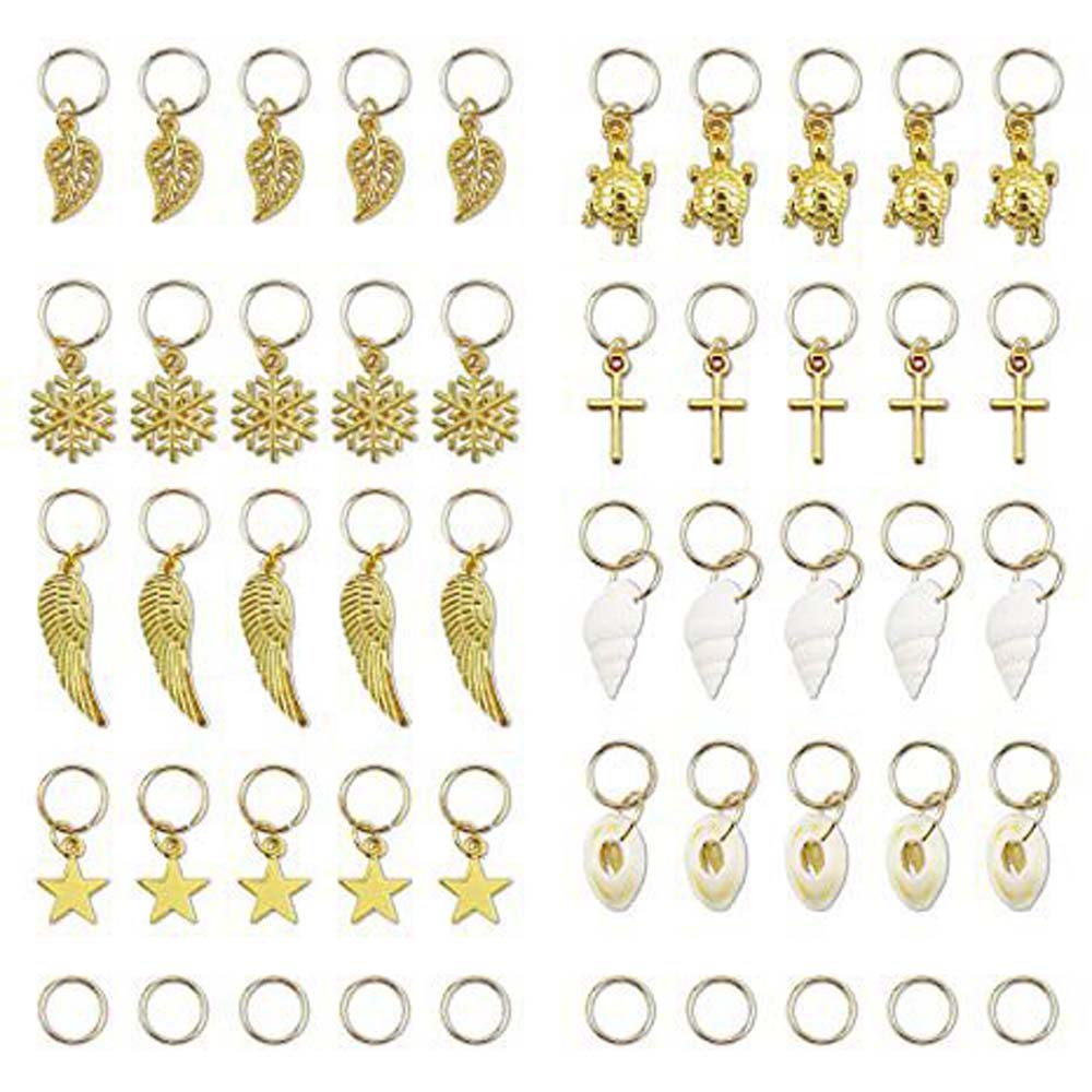 50PCS STAR &amp; SHELL BRAID RINGS BRAID CLIPS