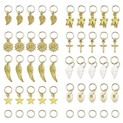 50PCS STAR &amp; SHELL BRAID RINGS BRAID CLIPS
