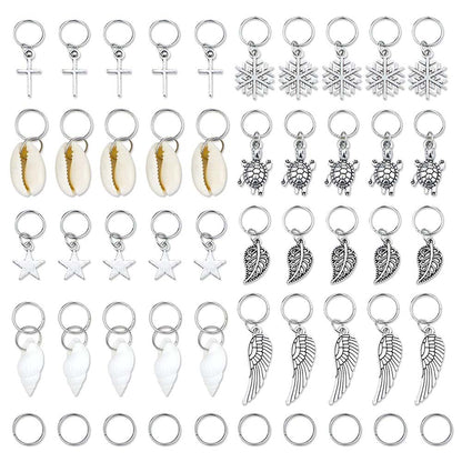 50PCS STAR &amp; SHELL BRAID RINGS BRAID CLIPS