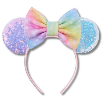 Rainbow Shine Sequin Ears Headband with Bow