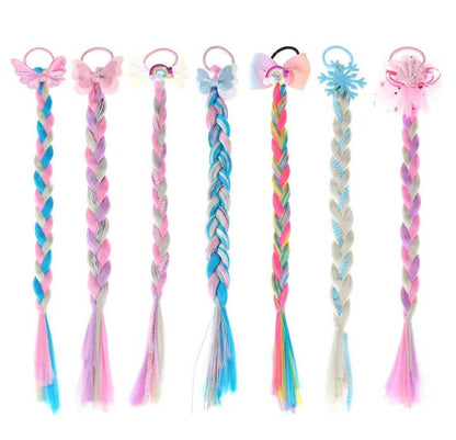 UNICORN BUTTERFLY BRAIDED HAIR PIECE WITH ELASTIC RUBBER BAND