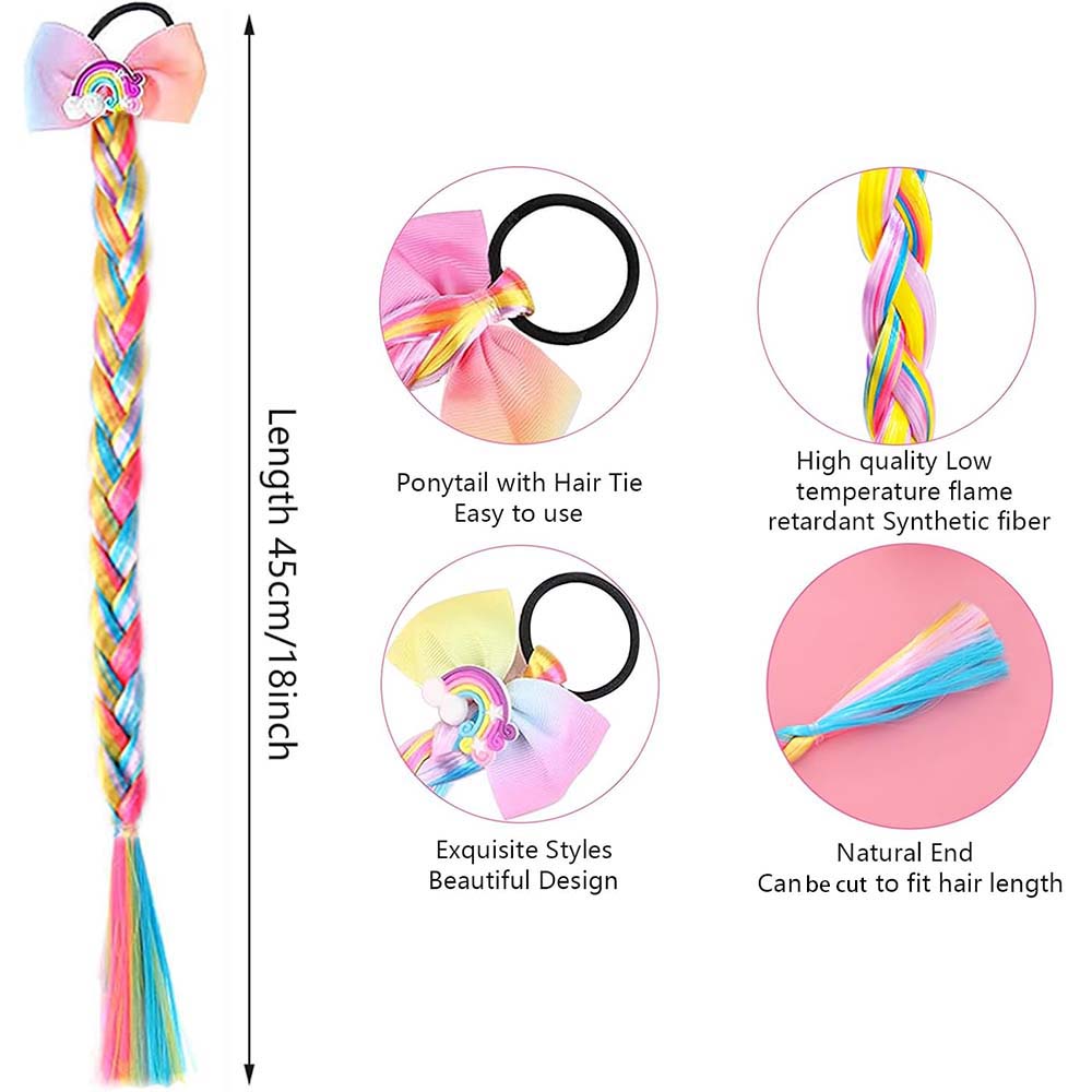 UNICORN BUTTERFLY BRAIDED HAIR PIECE WITH ELASTIC RUBBER BAND