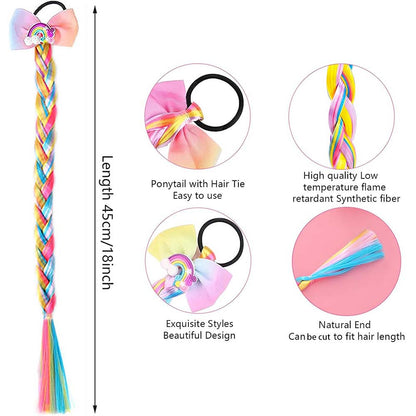 UNICORN BUTTERFLY BRAIDED HAIR PIECE WITH ELASTIC RUBBER BAND