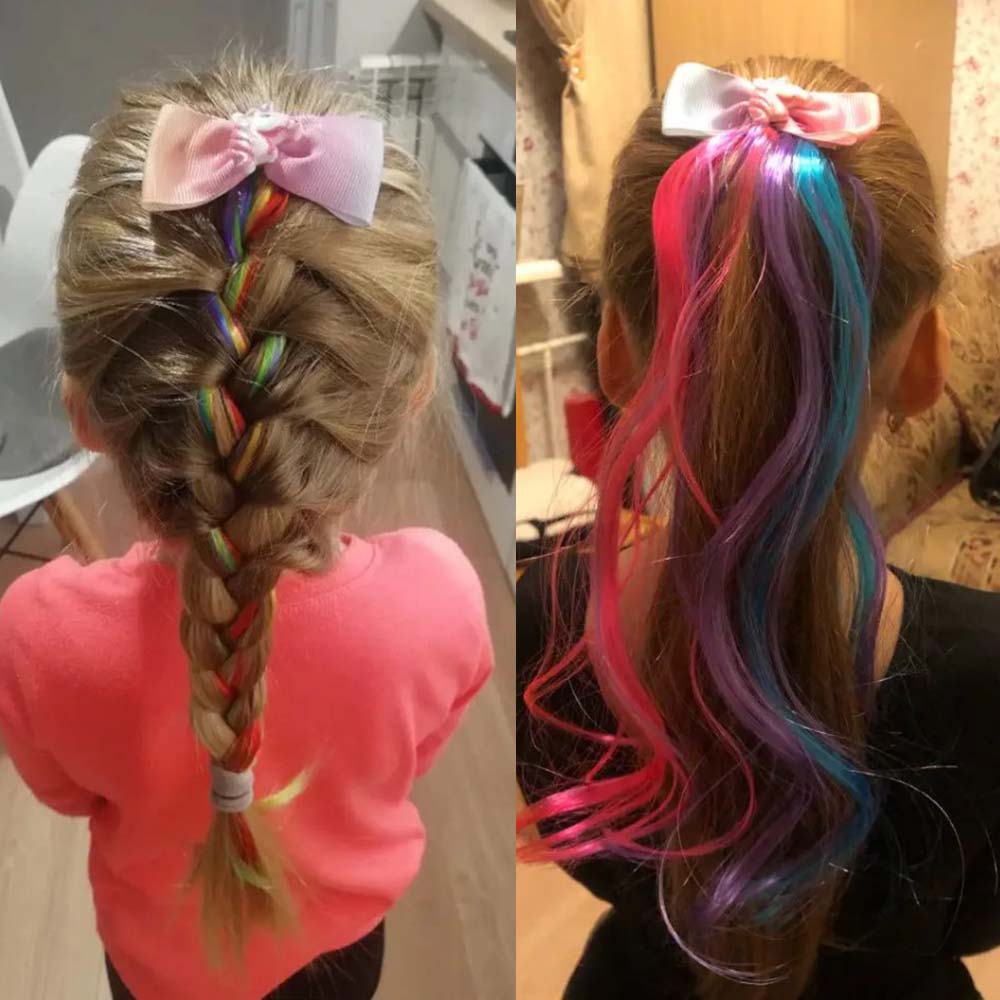 UNICORN BUTTERFLY BRAIDED HAIR PIECE WITH ELASTIC RUBBER BAND