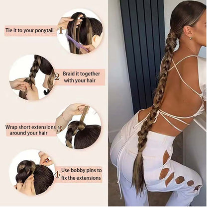 LIGHT ASH BLONDE 85CM LONG SYNTHETIC BRAIDED PONYTAIL EXTENSION