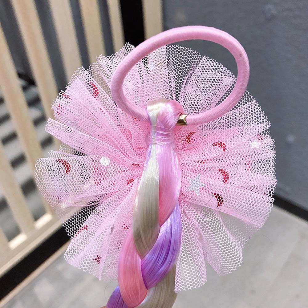 UNICORN BUTTERFLY BRAIDED HAIR PIECE WITH ELASTIC RUBBER BAND