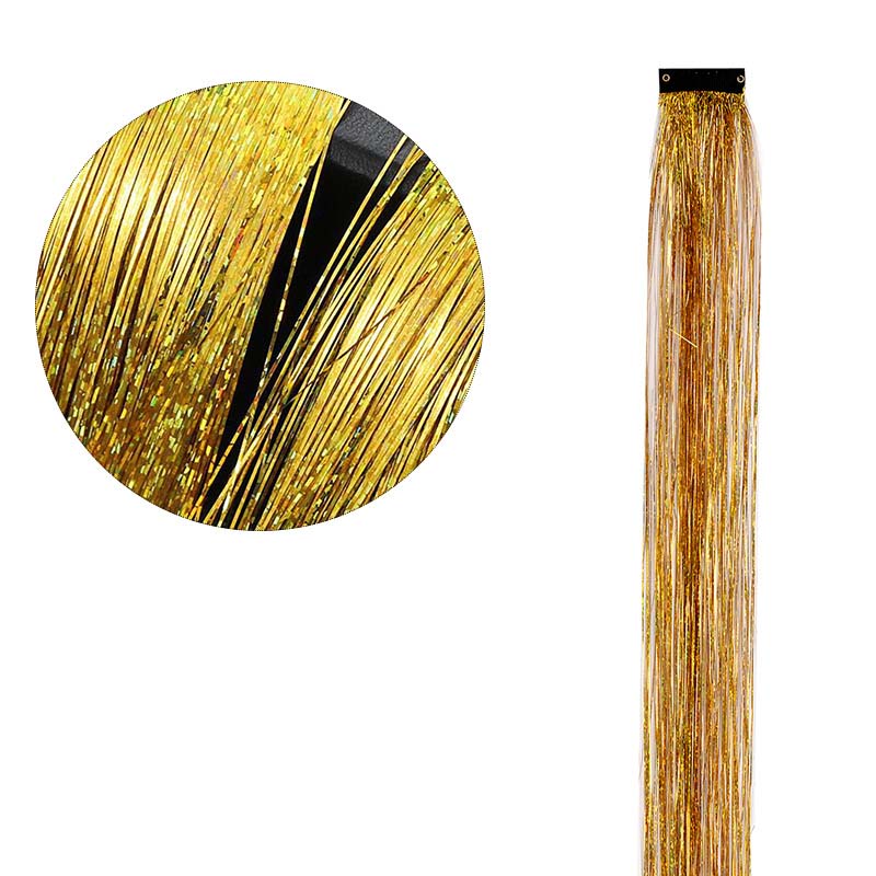 GOLD CLIP IN HAIR EXTENSIONS LONG SYNTHETIC COLORED HIGHLIGHTS
