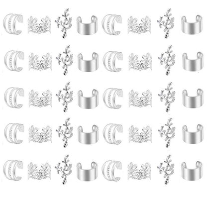 40PCS SILVER LEAF HAIR CUFFS BRAID CUFFS