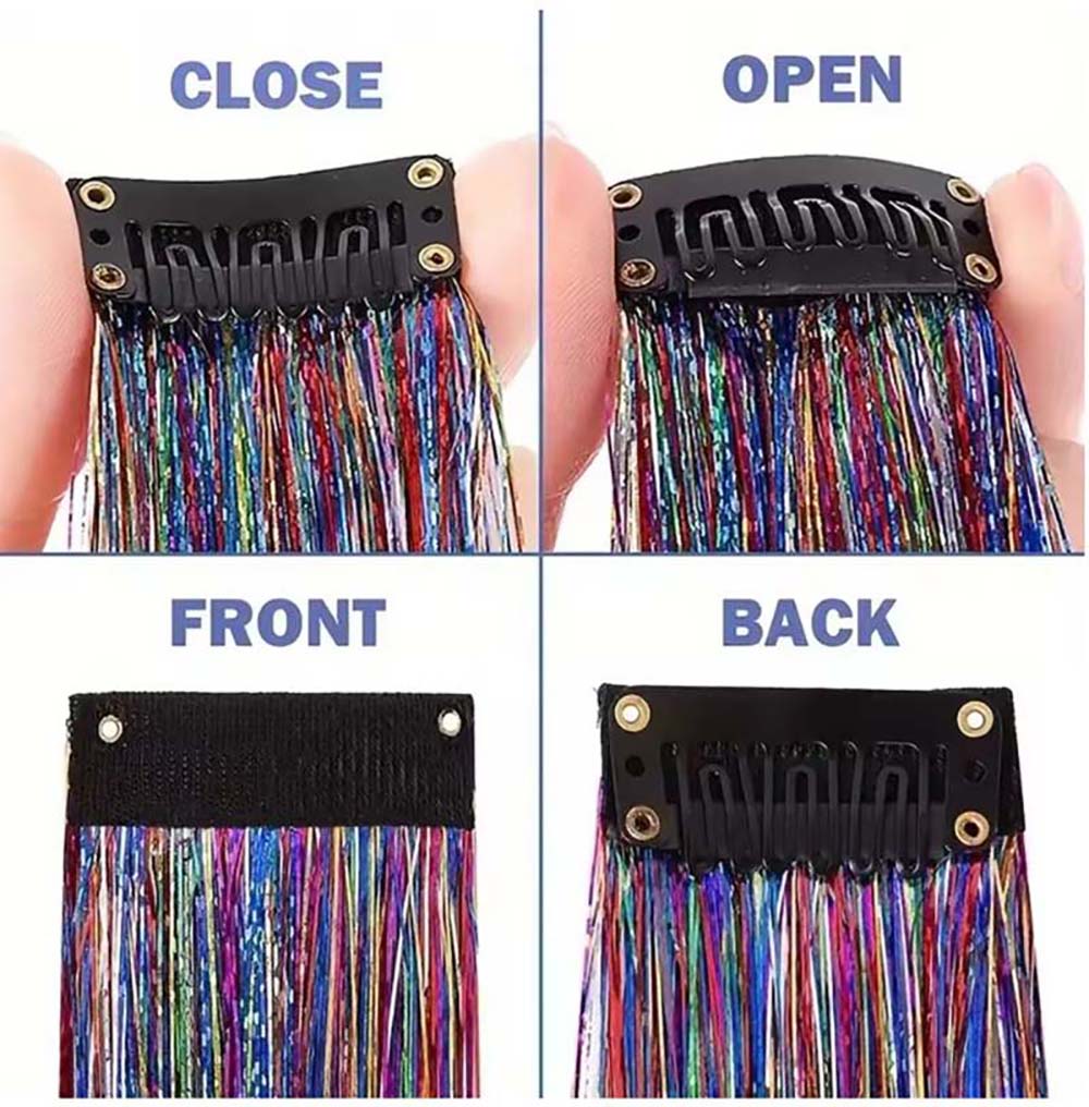 COLORFUL CLIP IN HAIR EXTENSIONS LONG SYNTHETIC COLORED HIGHLIGHTS