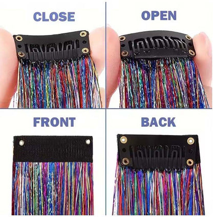COLORFUL CLIP IN HAIR EXTENSIONS LONG SYNTHETIC COLORED HIGHLIGHTS