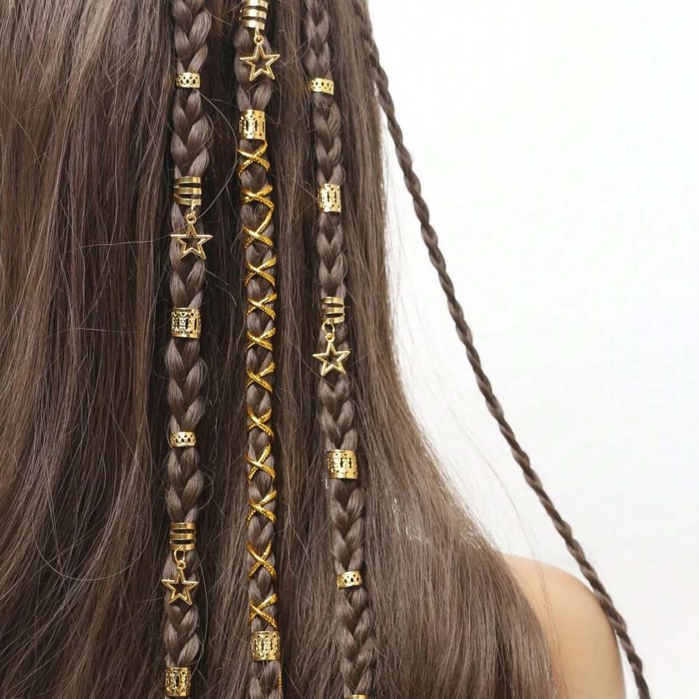 36PCS HOLLOW STAR BRAID CUFFS WITH STRING