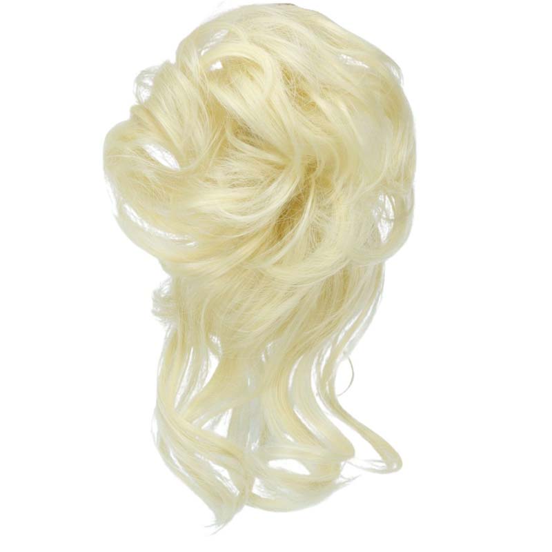 ICY BLONDE 20CM SYNTHETIC HAIR BUN EXTENSIONS MESSY CURLY SCRUNCHIES