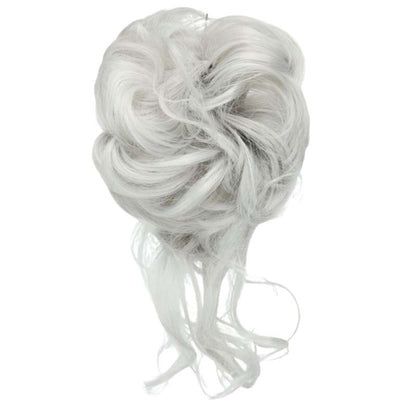 ICY GREY 20CM SYNTHETIC HAIR BUN EXTENSIONS MESSY CURLY SCRUNCHIES