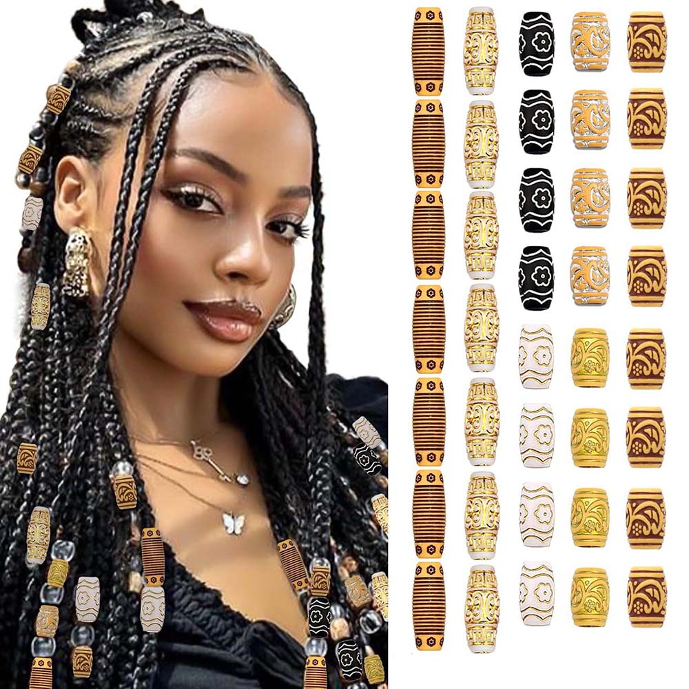 38PCS PLASTIC &amp; WOODEN HAIR BEADS