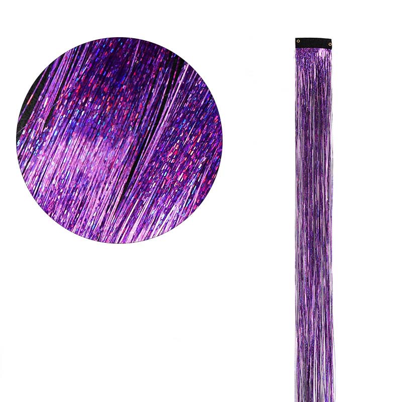 PURPLE CLIP IN HAIR EXTENSIONS LONG SYNTHETIC COLORED HIGHLIGHTS