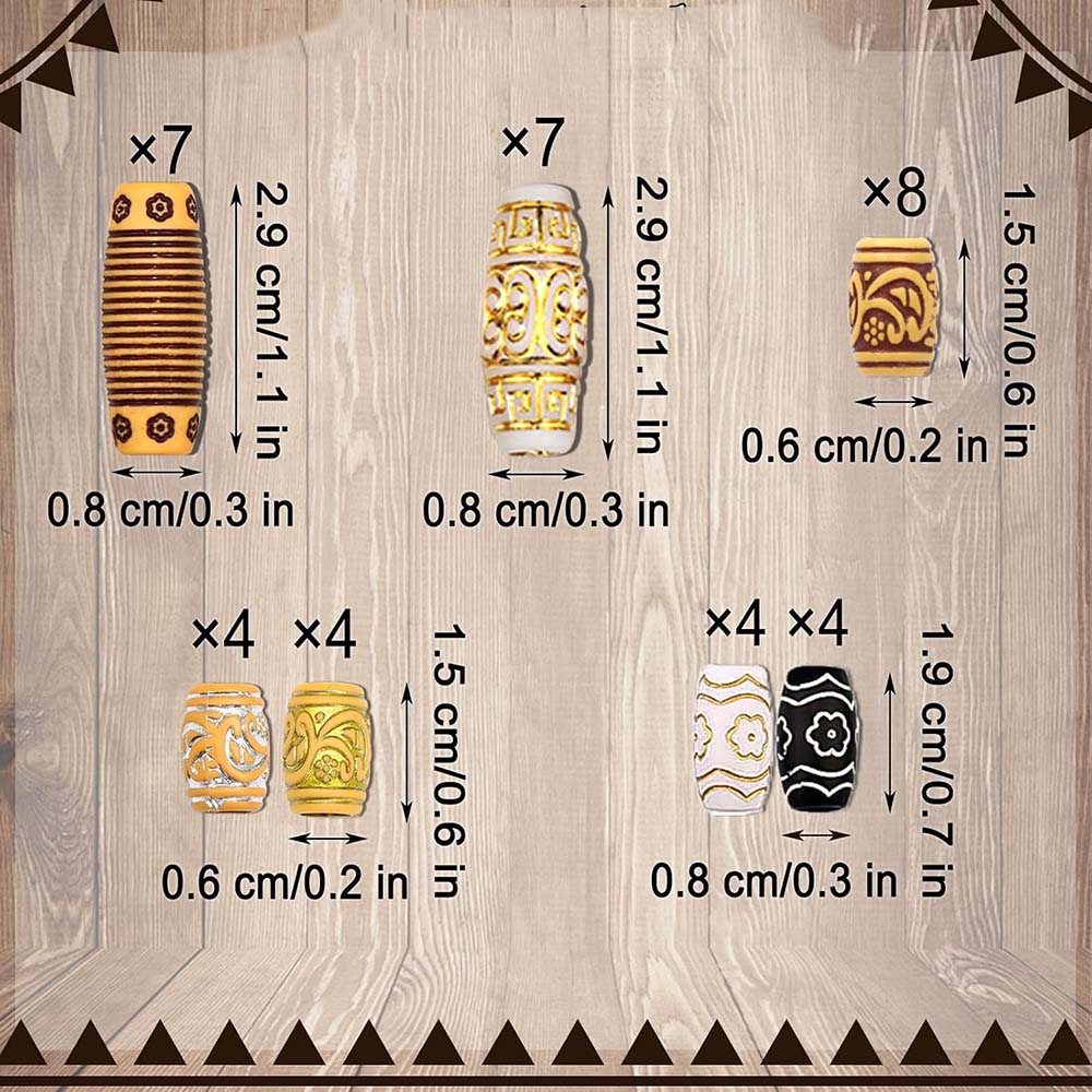 38PCS PLASTIC &amp; WOODEN HAIR BEADS