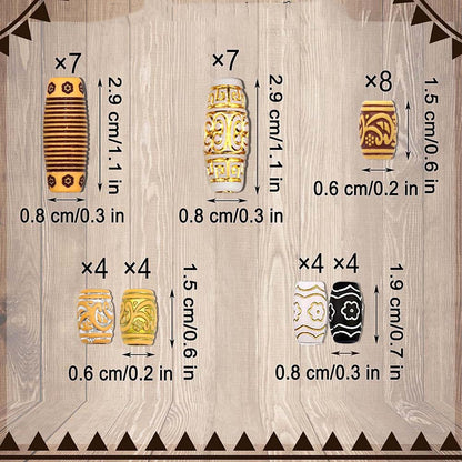 38PCS PLASTIC &amp; WOODEN HAIR BEADS