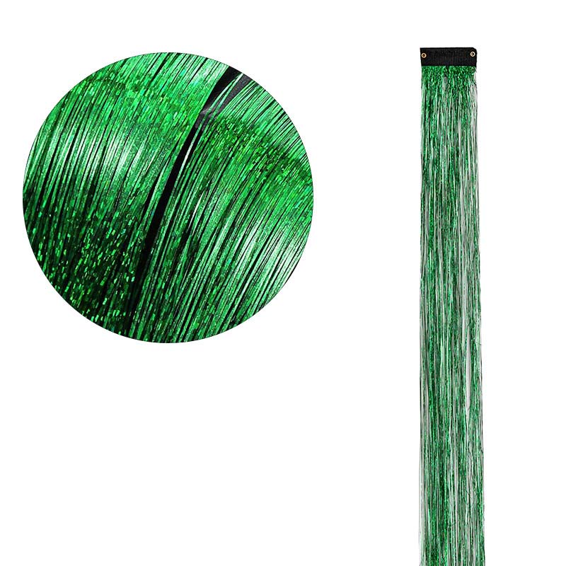 GREEN CLIP IN HAIR EXTENSIONS LONG SYNTHETIC COLORED HIGHLIGHTS
