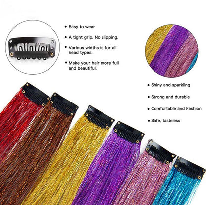 COLORFUL CLIP IN HAIR EXTENSIONS LONG SYNTHETIC COLORED HIGHLIGHTS