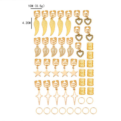45PCS HOLLOW LEAF STAR HEART HAIR CUFFS BRAID CUFFS