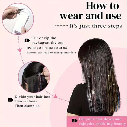 COLORFUL CLIP IN HAIR EXTENSIONS LONG SYNTHETIC COLORED HIGHLIGHTS