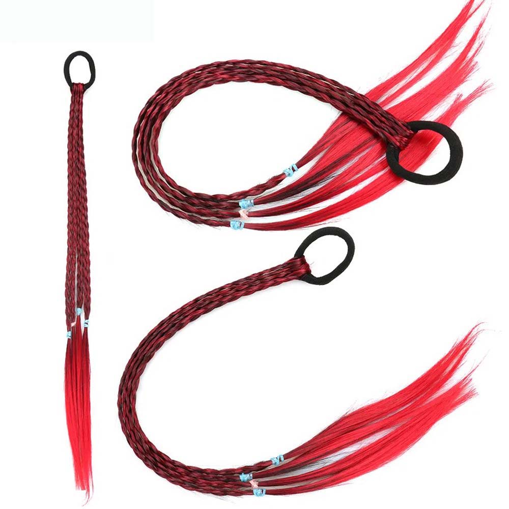 WINE &amp; RED 50CM CRAZY HAIR DAY COLORED BRAIDS HAIR EXTENSIONS