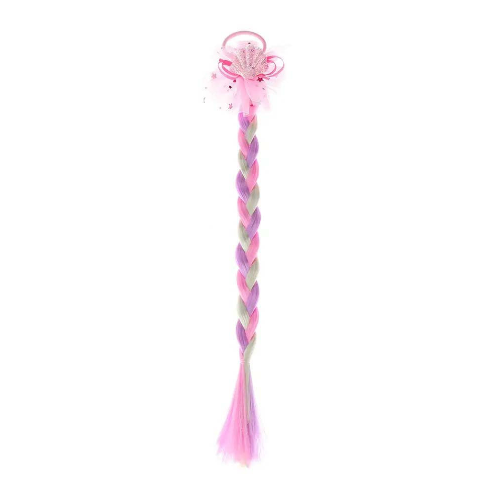 SHELL BUTTERFLY BRAIDED HAIR PIECE WITH ELASTIC RUBBER BAND