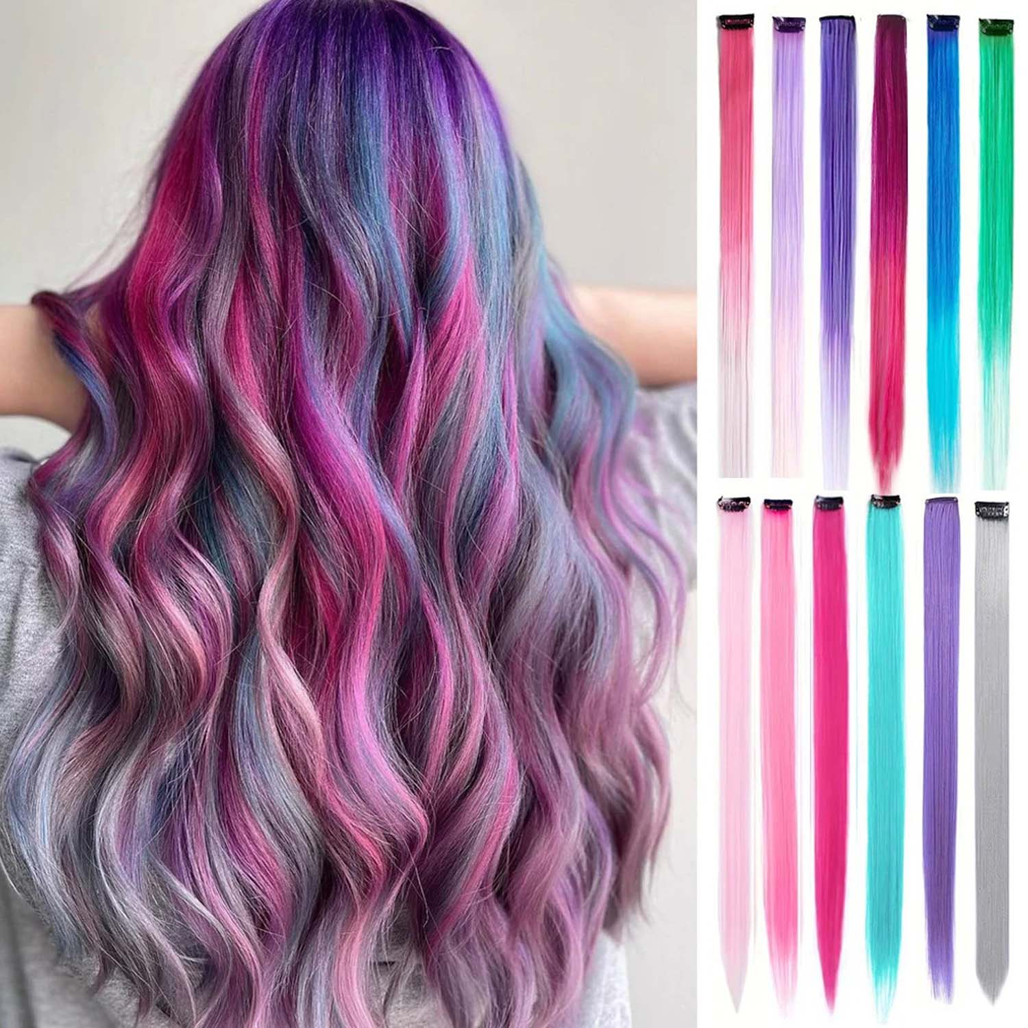 BLUE &amp; RYOAL BLUE CLIP IN HAIR EXTENSIONS HAIR HIGHLIGHTS