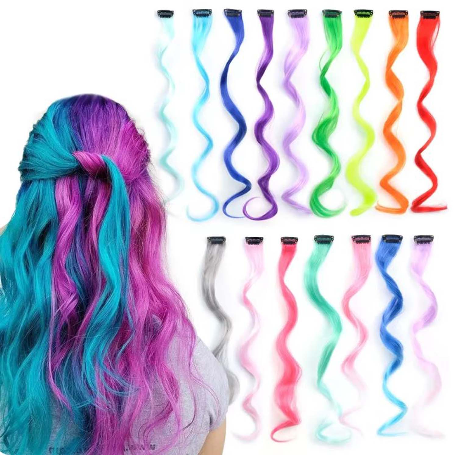 BLUE &amp; RYOAL BLUE CLIP IN HAIR EXTENSIONS HAIR HIGHLIGHTS