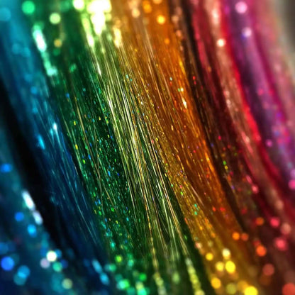 LAKE BLUE SYNTHETIC HAIR TINSEL SPARKLE HOLOGRAPHIC HAIR HIGHLIGHT