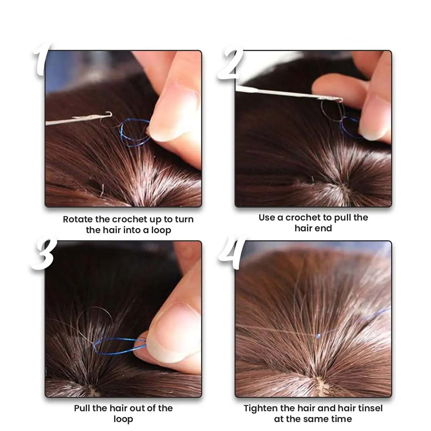 LAKE BLUE SYNTHETIC HAIR TINSEL SPARKLE HOLOGRAPHIC HAIR HIGHLIGHT