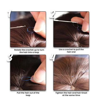 LAKE BLUE SYNTHETIC HAIR TINSEL SPARKLE HOLOGRAPHIC HAIR HIGHLIGHT